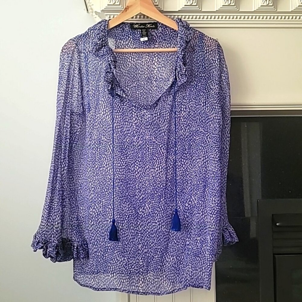 Winter Kate - Vintage Design Silk Boho Flowy Tunic Top (US S)